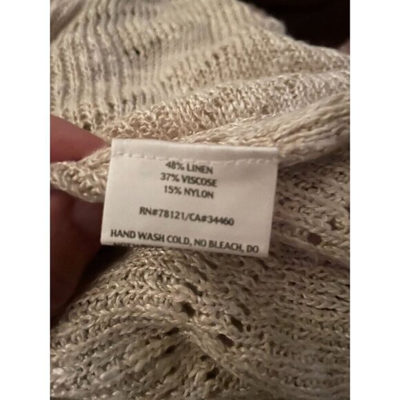 Eileen Fisher Petite Short Sleeve Open Front Linen Viscose Cardigan Sweater PS - Picture 6 of 7